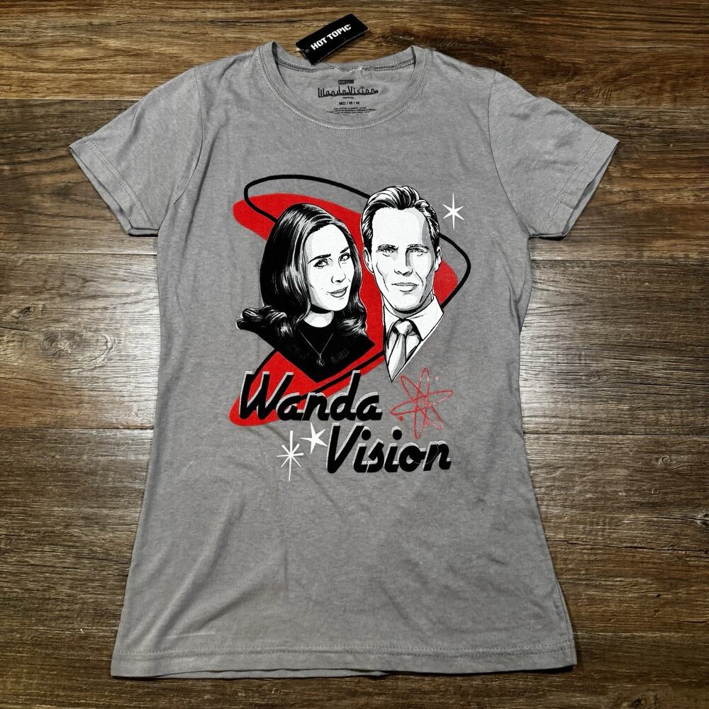 Marvel WandaVision Atomic T Shirt Women M Hot Topic Wanda Vision NWT Gray